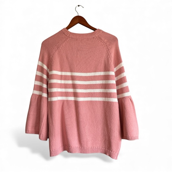 Boden Arianna Jumper blush pink and white striped bell sleeve sweater - Picture 6 of 9